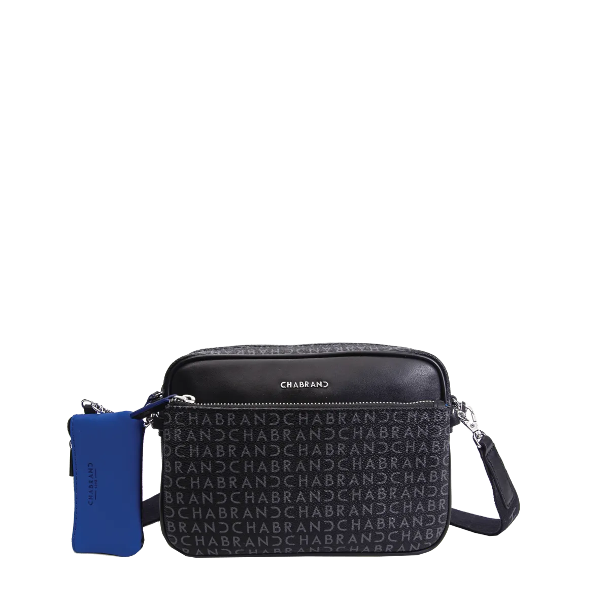 Mini-sacoche noire & bleue en synthétique siglé